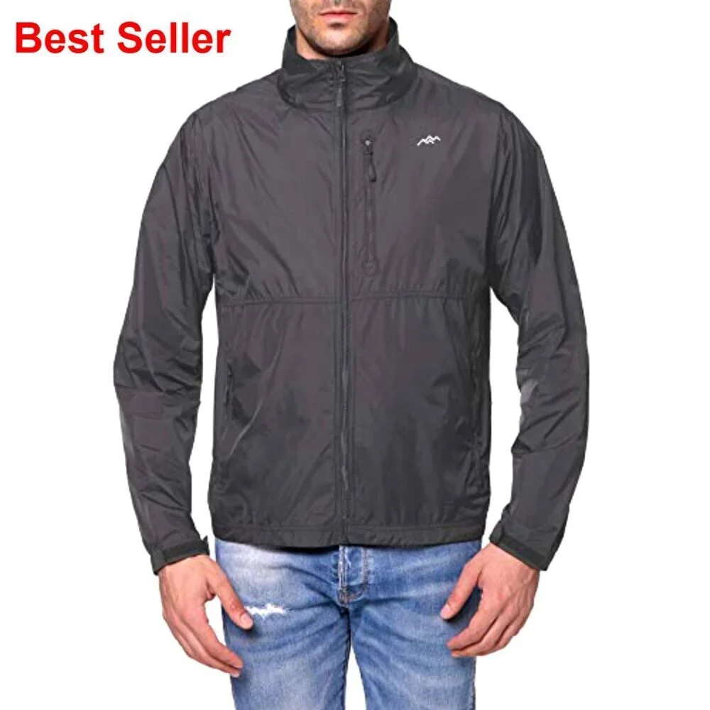 Lightweight Packable Windbreaker Jacket, Windproof Water-Resistant